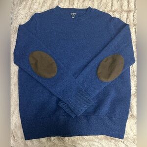 Men’s (L) J. Crew Lambs Wool Crewneck & Nylon & Faux Leather Elbow Patches.